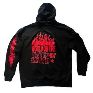 Nate Smith World On Fire Tour Hoodie Sweatshirt XXL Country Music Black Red